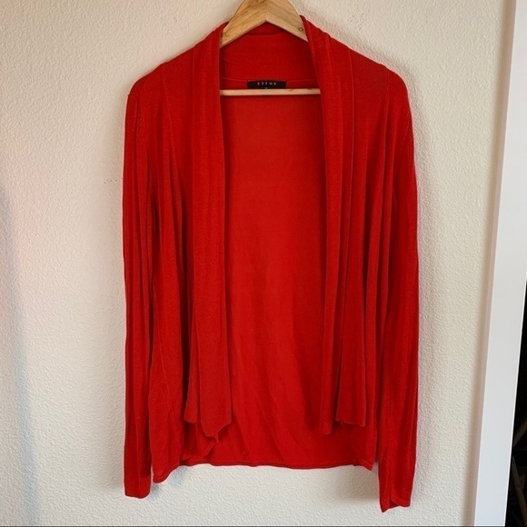 Cyrus Open Front Hi-Low Cardigan Red Medium - Picture 2 of 8